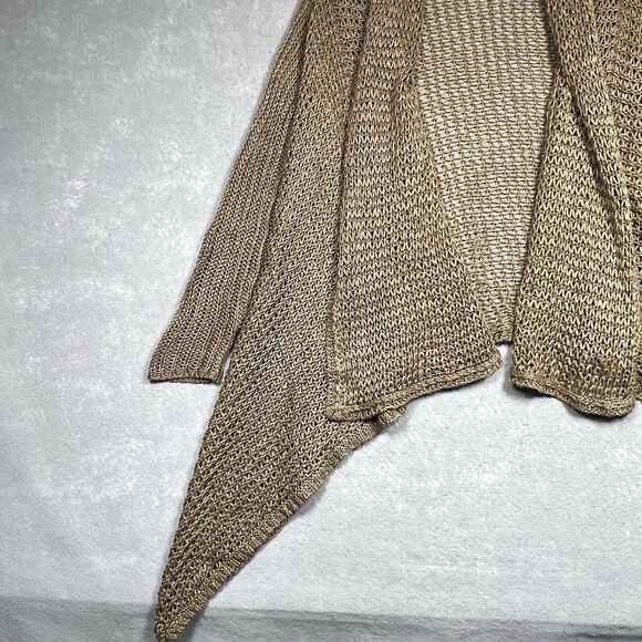 Ralph Lauren Sweater X-Large Brown Linen Open Front Shawl Cardigan Long Line - Picture 5 of 13